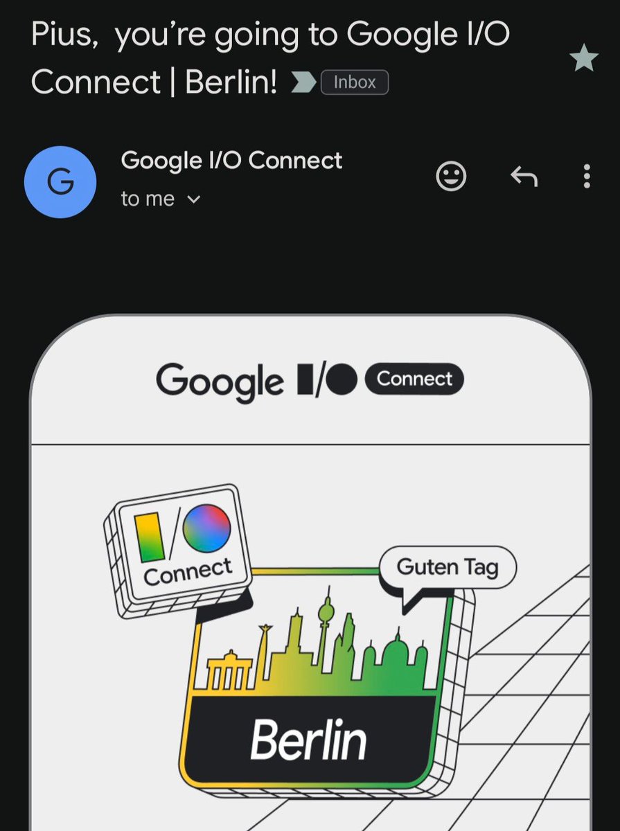 Schengen Visa ✅

That means I'll be attending Google I/O Connect in Berlin this year 🎉 🎊

I'm super pumped and look forward to connecting with other developers in person and learning about the latest updates on developer products from Google.  #GoogleIO #GoogleIOConnect