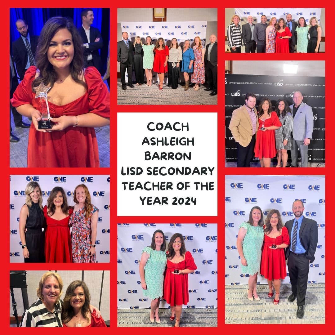 MHS9th's tweet photo. Congratulations to our very own Coach Barron on being named Lewisville ISD Secondary Teacher of the Year! We are very proud of you and are so grateful for everything you do for Marcus 9! #ADecadeofExcellence #BeTheONE #OneLISD https://t.co/KOp9jPSQzE
