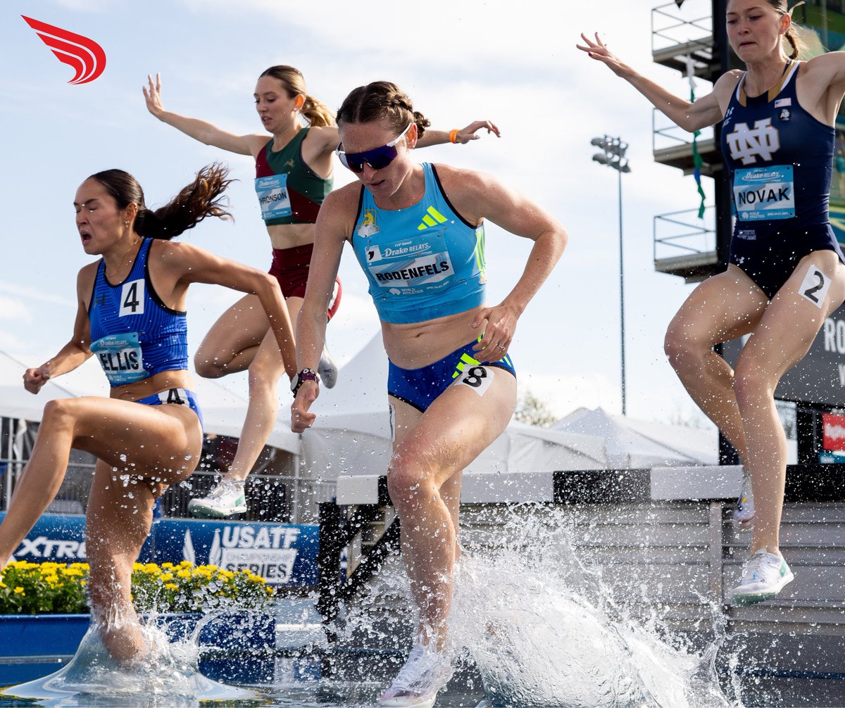 From the road to the track, Andrea Rodenfels can do it all! The 2023 @usatf 5k road champion runs 9:31.03 to win the women’s 3000m steeplechase at the @drakerelays! 📸: @AvaKitzi