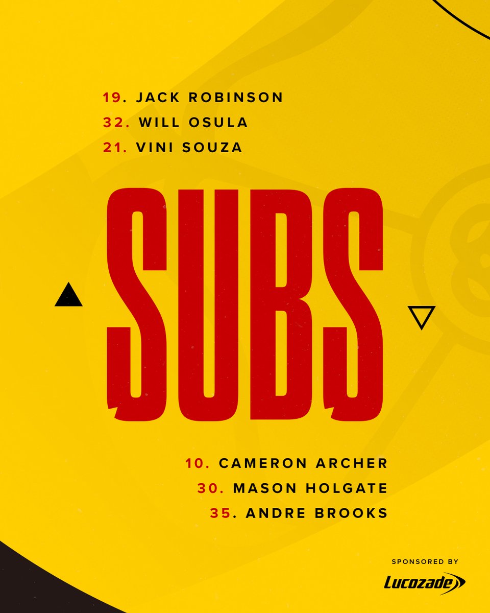 70' Three changes on for United. Jack Robinson, Will Osula & Vini Souza replace Archer, Holgate and Brooks.