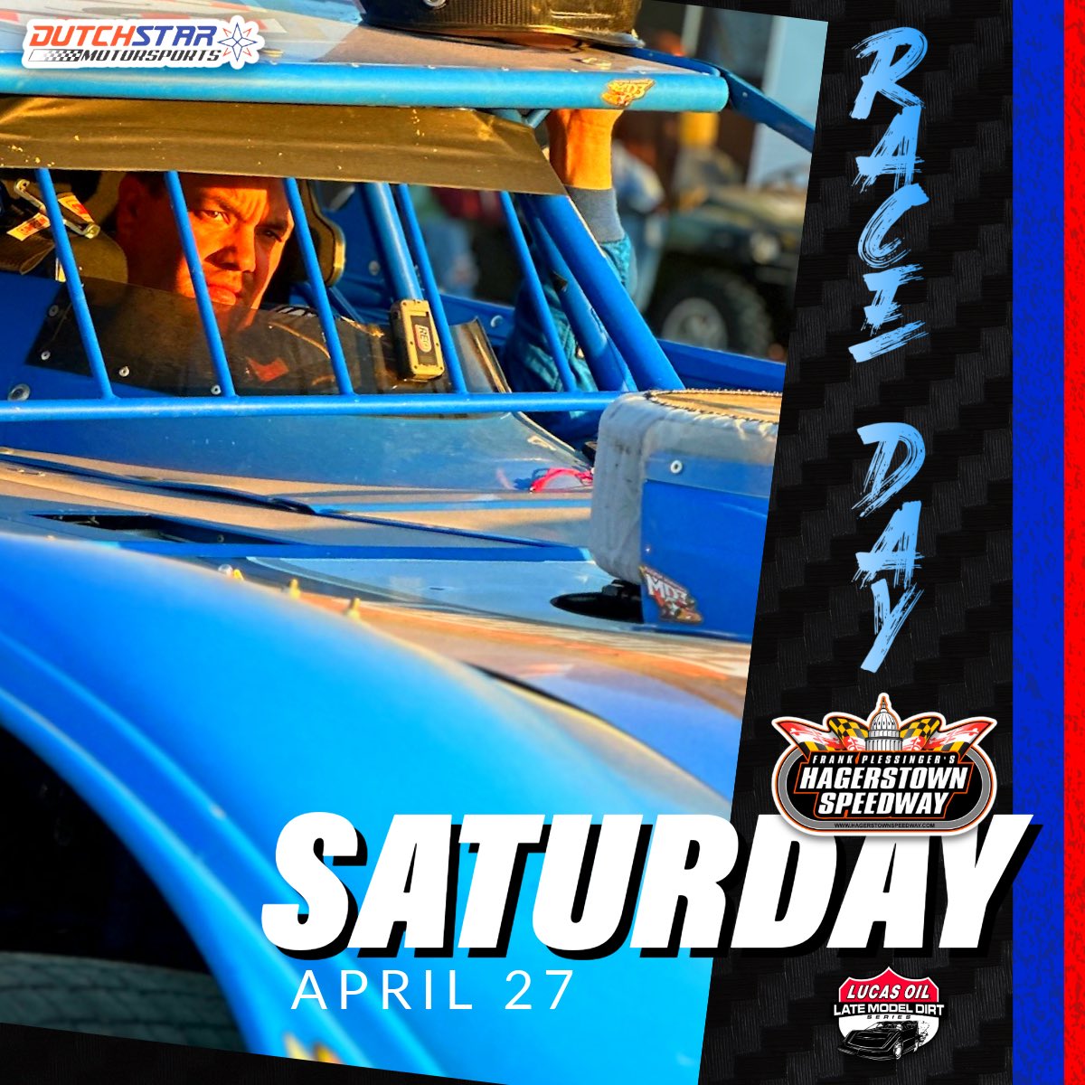 💥@Hagerstownspdwy is where the action will take place on Saturday, April 27. Ross and @lucasdirt will tackle the half-mile oval for the annual Conococheague 50 in pursuit of the $15,000 top prize. 🕕Hot laps at 6:00PM ET 📺@FloRacing 📱 @MyRacePass