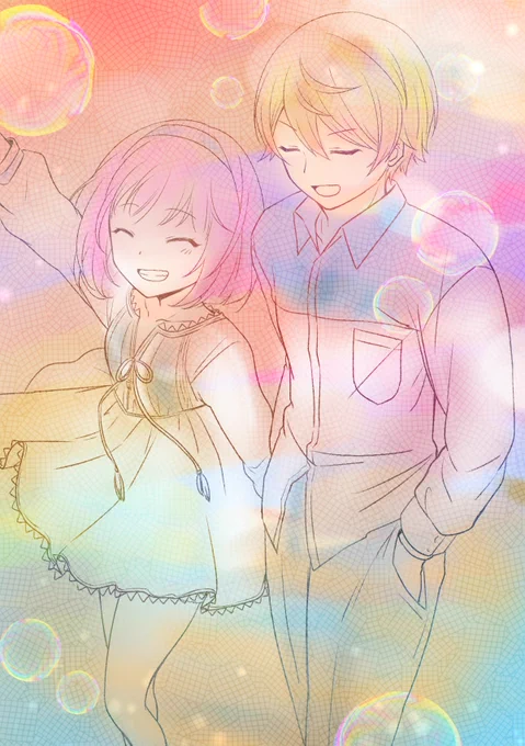 #司えむ版深夜のお絵描き文字書き一本勝負  お題「休暇」波打際サマーバケーション 