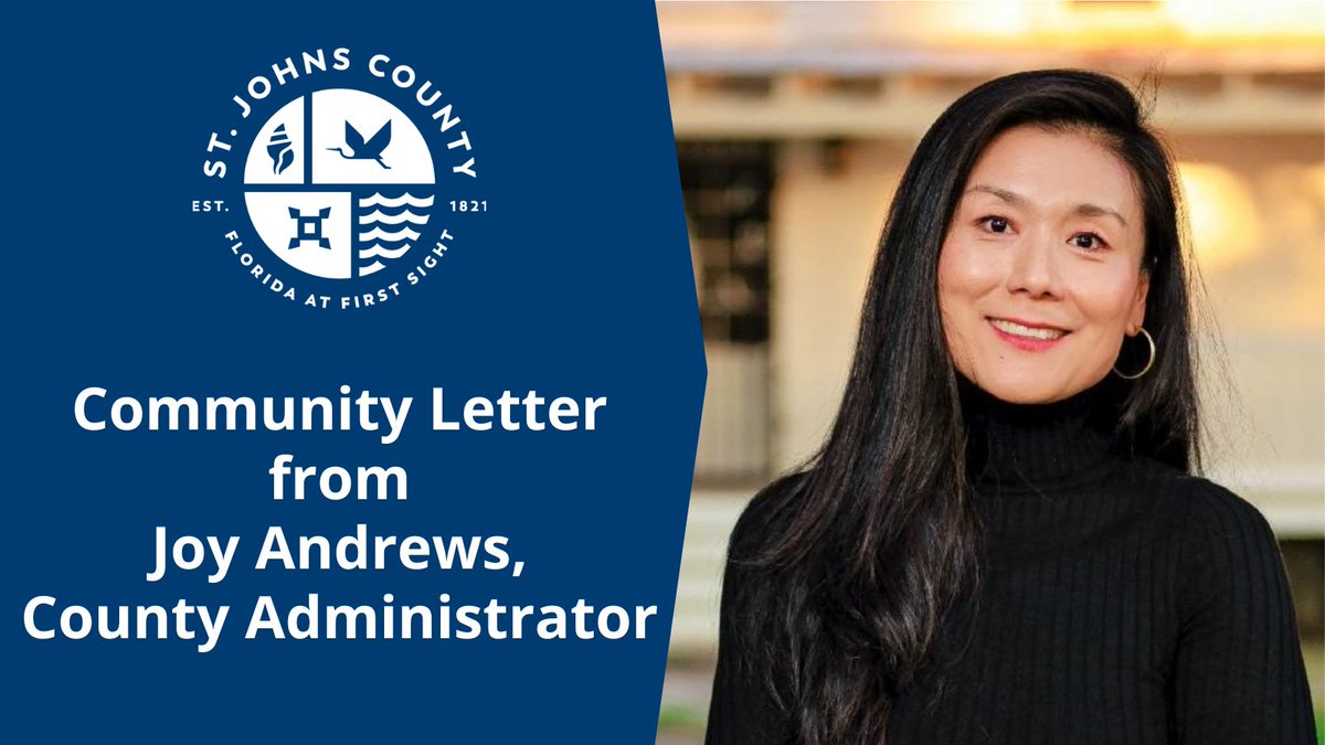 ✉️ Joy Andrews, County Administrator, has written a community letter highlighting St. Johns County's remarkable achievements throughout 2023. 🌐 Read the letter: conta.cc/43p4Xb7 📨 Sign up for St. Johns County e-newsletters: bit.ly/49tZqS4 #MYSJCFL