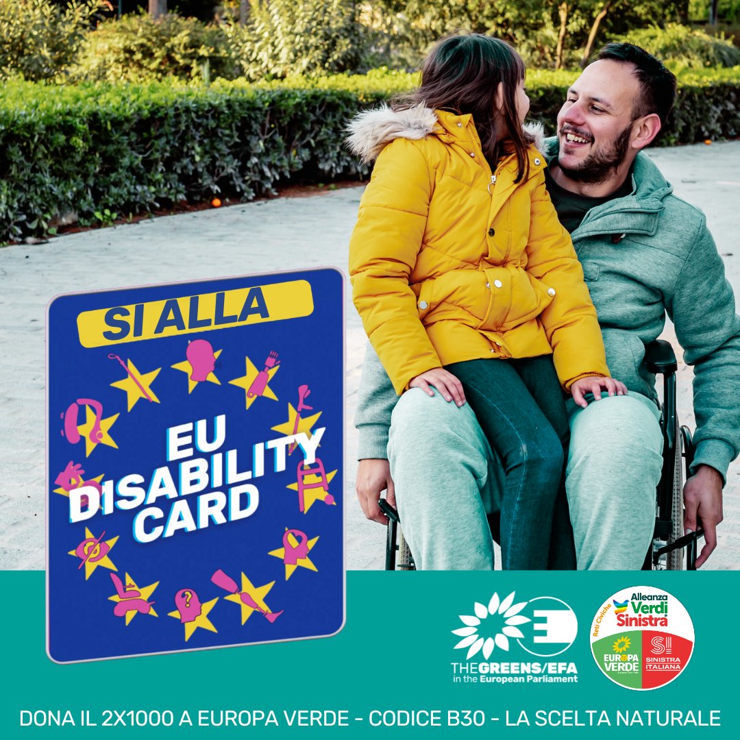 europaverde_it's tweet image. Vittoria per l'accessibilità 🎉
La #EUDisabilityCard, una battaglia dei @GreensEFA, fungerà da aiuto per le persone con #disabilità.
Introdurrà:
- Sconti e assistenza sui trasporti
- Accesso prioritario
- Offerte sui prodotti culturali

#gogreens