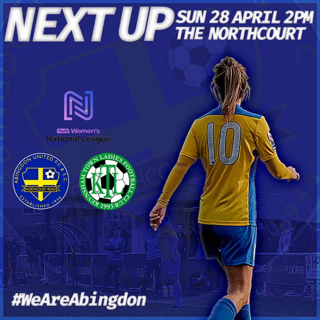 💪 𝙏𝙊𝙈𝙊𝙍𝙍𝙊𝙒 𝘼𝙏 𝙏𝙃𝙀 𝙉𝙊𝙍𝙏𝙃𝘾𝙊𝙐𝙍𝙏

🎟️ £5 Adults, free for U16's and Concessions! 

➡️ Support the girls in our final home game of the @FAWNL season against @_KTLFC

#WeAreAbingdon | 💛💙