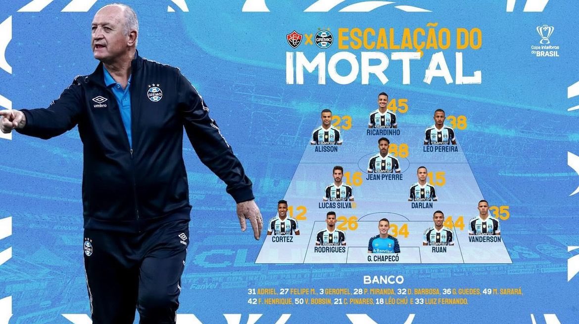 central_eliasm's tweet photo. E a última escalação do Grêmio em um confronto diante do Vitória? https://t.co/e8PXKEhISX