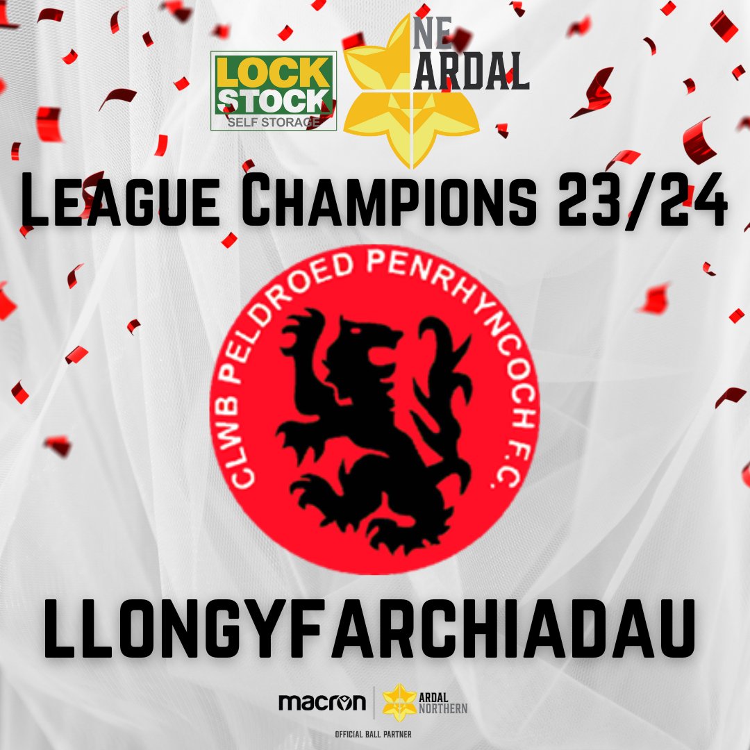 🏆 𝗔𝗿𝗱𝗮𝗹 𝗡𝗘 𝗖𝗵𝗮𝗺𝗽𝗶𝗼𝗻𝘀 🏆

𝗟𝗹𝗼𝗻𝗴𝘆𝗳𝗮𝗿𝗰𝗵𝗶𝗮𝗱𝗮𝘂 <a href="/PenrhyncochFC/">Penrhyncoch FC 🏴󠁧󠁢󠁷󠁬󠁳󠁿</a> 

Penrhyncoch are crowned League Champions following a 1-0 win at home to Llanuwchllyn.