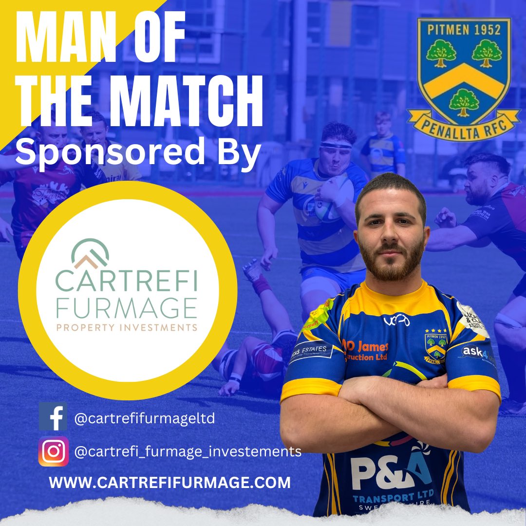 Man of the Match for the Pitmen sponsored by Cartrefi Furmage LTD goes to Geraint Dallimore 💙💛 #uppapitmen
