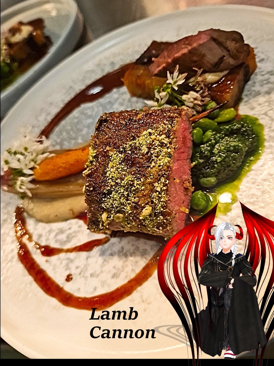 You know the demon prince of cheffing be rolling up on the TL today

Cannon of lamb
Wild garlic, Confit shallot, Lamb rosti

Look at that Juicy pinkness (UwU)
Demon crash course anyone?

#Vtubers #Food #chef