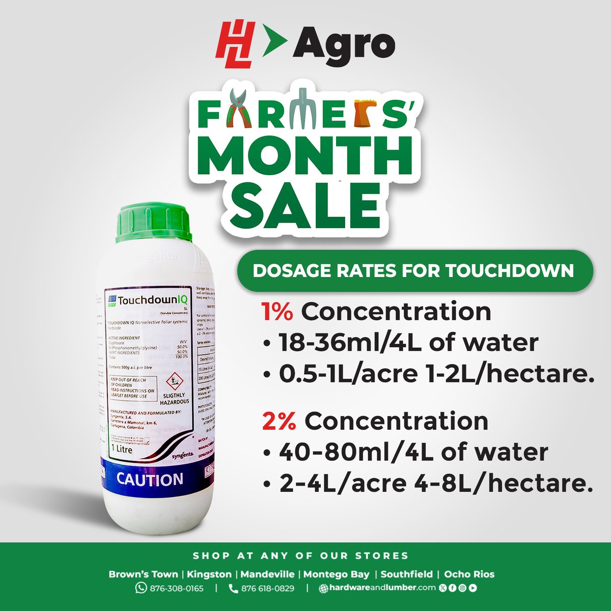 Enhance your spraying routine with TouchdownIQ – the cutting-edge glyphosate solution that boosts uptake while safeguarding leaf health. Get it today and save 6%! #HLAgro #TouchdownIQ