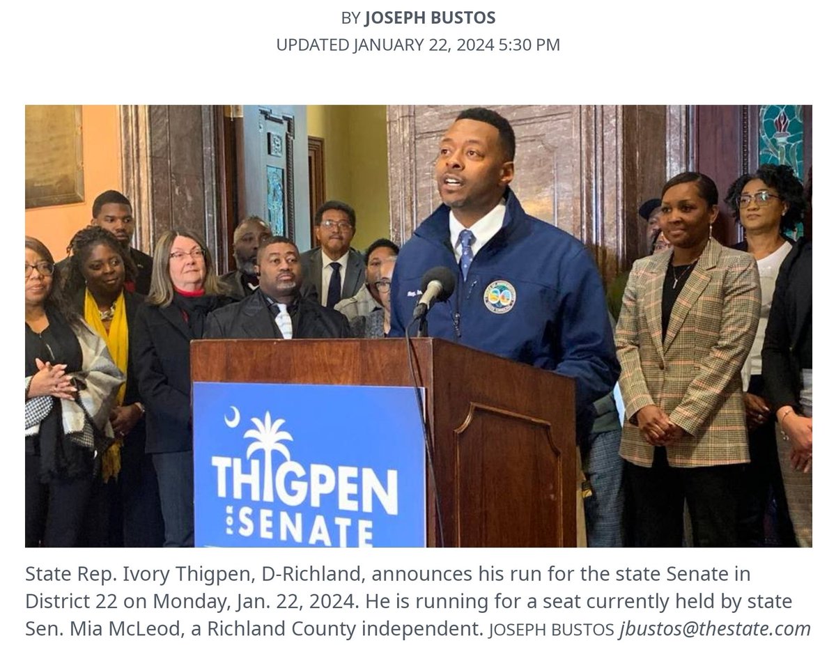 #JSUAlums: 'State Rep. Ivory Thigpen, a Richland County Democrat, the leader of the Legislative Black Caucus, and graduate of Jackson State University, wants to move up to the state Senate.' thestate.com/news/politics-…