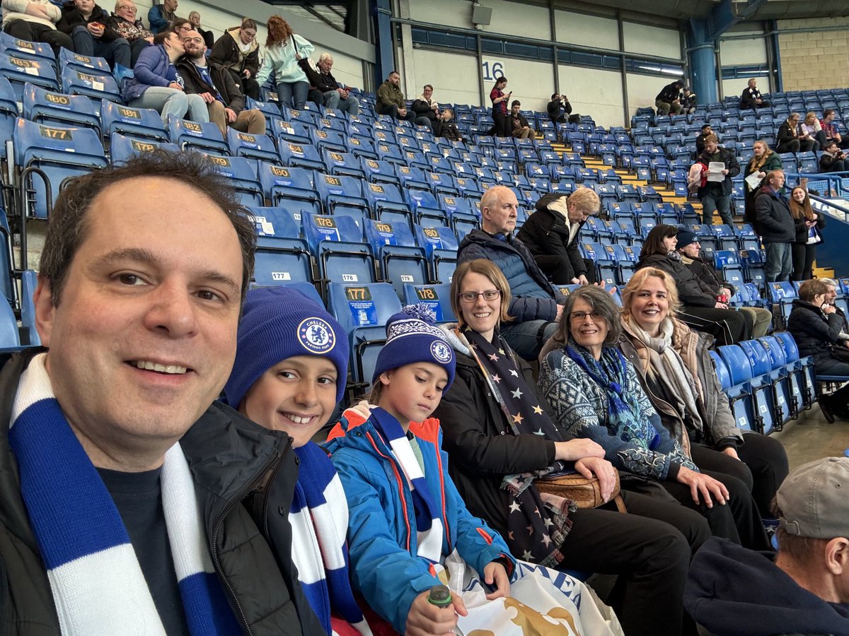 jctuten's tweet photo. #cfcmatchday first time at Stamford Bridge Seb and Clara and the Tuten family! https://t.co/bEMG4PosO9