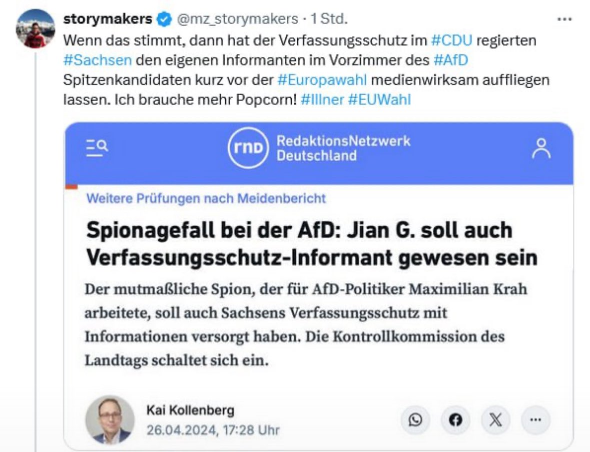 #Habeck ruiniert die Wirtschaft Deutschlands mit den #Gruenen #AKWFiles. Und niemand schreit auf.

Aber der zwielichtige 'Spionagefall' bei der #AfD wird aufgebauscht. 

Es wäre schön wenn die Lügenpresse bei Nordstream2 so aktiv gewesen wäre.