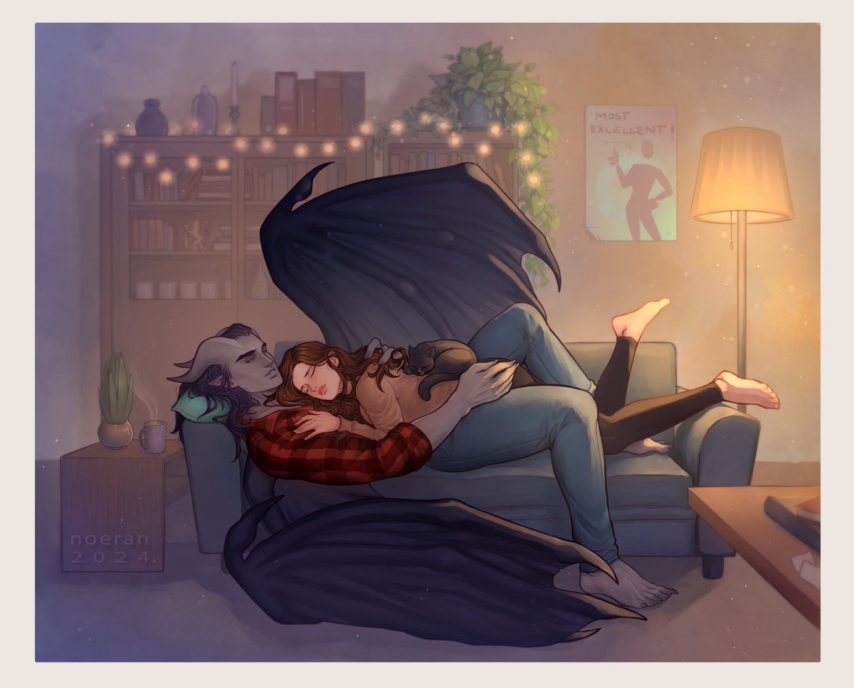 New Heartsong Art by the amazing Linda Noeran! Aren’t they comfy cozy? I adore how soft and romantic it is—and little Captain! I love them 🥹
a.co/d/cflu7nA