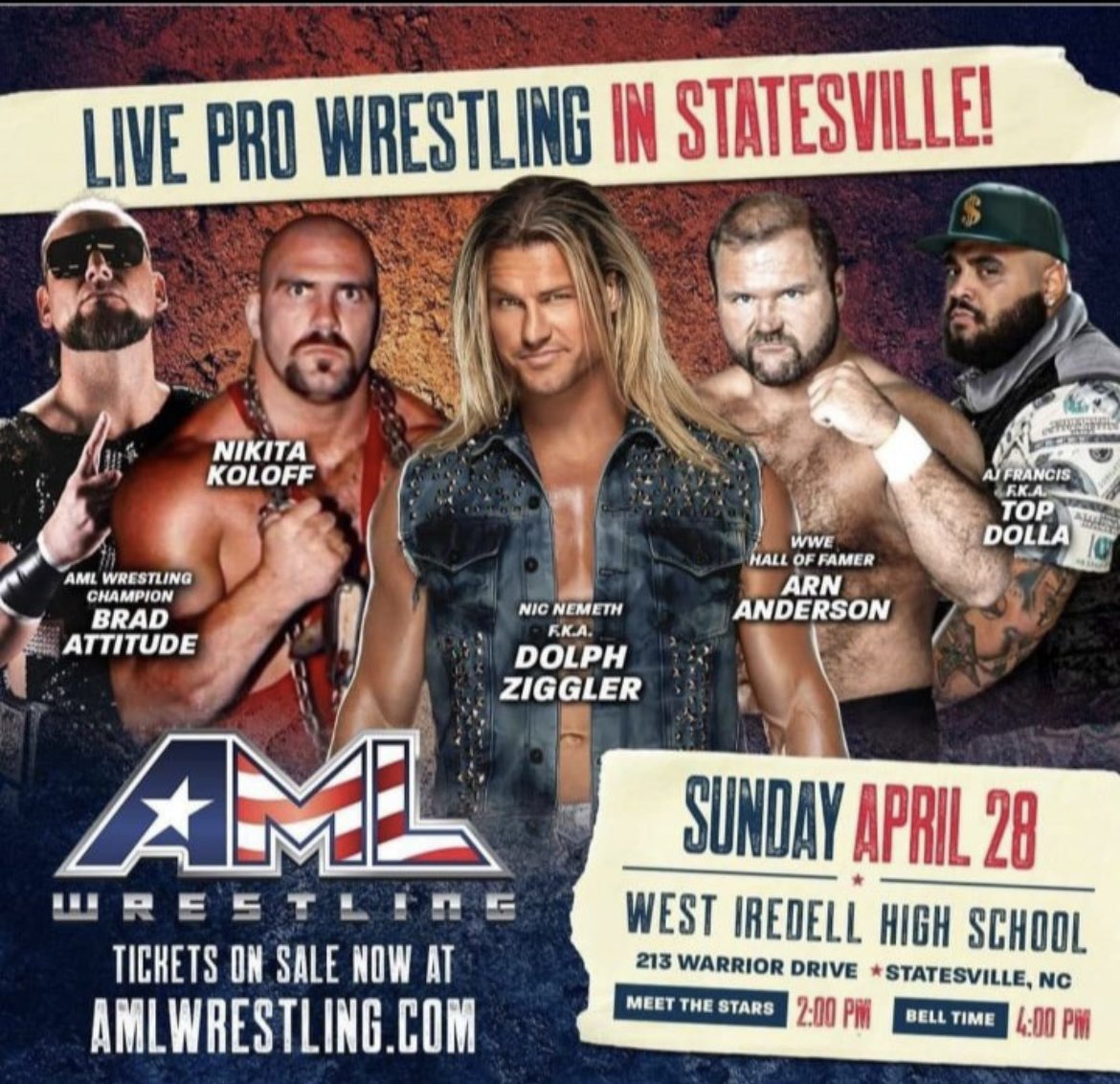 TOMORROW!! Who’s coming? Meet me👉🏻 2p-4p in #StatesvilleNC for @AMLWrestling …Come get a Photo taken📸…8x10’s Autographed✍🏻 my books signed, novelty items & a #RussianSickle💪🏻(well, maybe not a Sickle😅). Bring your personal Nikita memorabilia to get signed too. #ItsTIMEToManUp