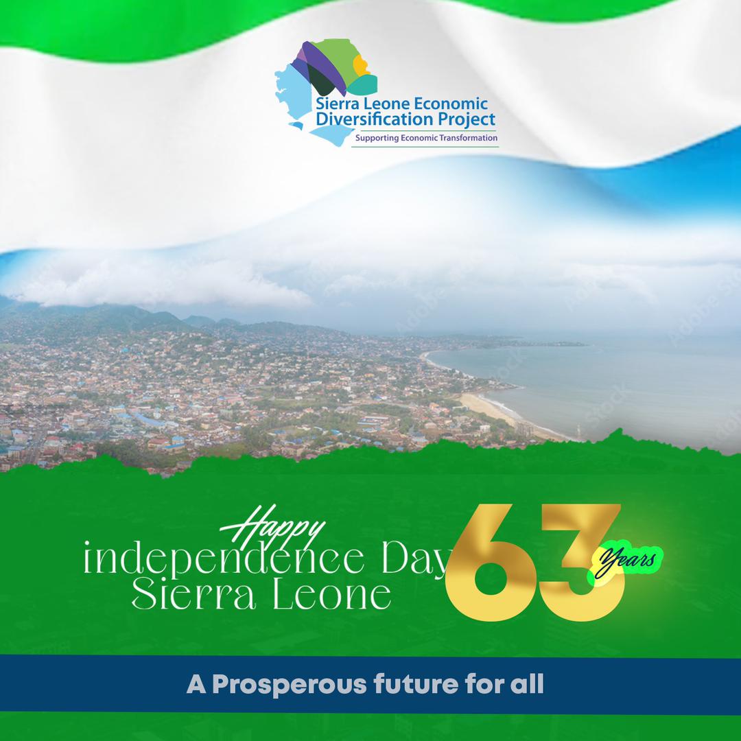 Happy Independence Day Sierra Leone

As Sierra Leone celebrates its 63rd Independence Anniversary, the Sierra Leone Economic Diversification Project (SLEDP) congratulates Sierra Leoneans on reaching this milestone

#IndependenceDay
#SLEDP
#SierraLeoneAt63