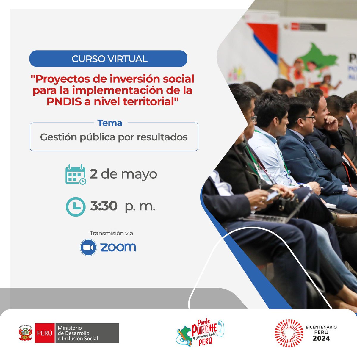 ¡Curso virtual gratuito!🇵🇪 ¡Atención, gerentes, subgerentes y equipos técnicos de los gobiernos regionales y locales! 📢👩‍🏫💻📲 🙌🏻 Los invitamos a fortalecer sus capacidades que permitan contribuir al cierre de brechas sociales, en el marco de la implementación de la PNDIS. 📆…