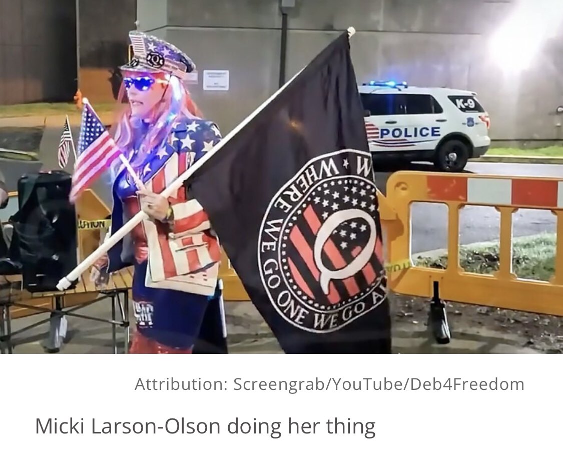 TheJoeyMama's tweet photo. Mickie Larson has been to #FreedomCorner.
How is it a military veteran ended up believing the most obviously ridiculous conspiracy theories, like QAnon & following -48, aka Michael Protzman (rip)? https://t.co/bgn42Mi1is