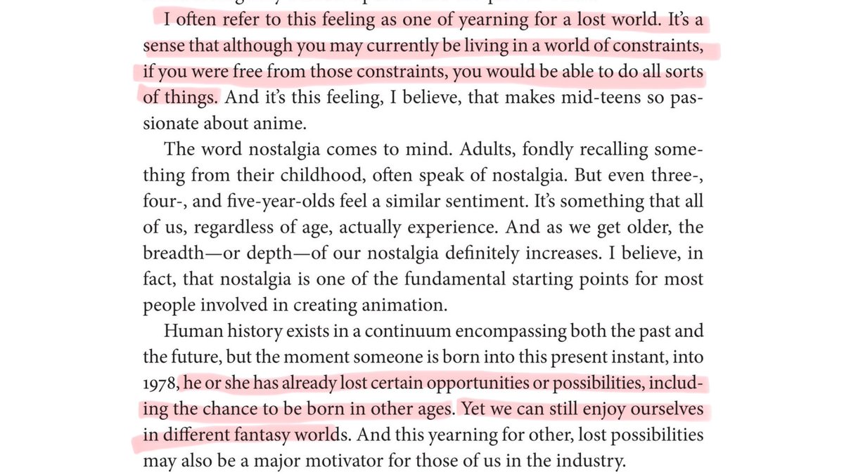 Miyazaki on nostalgia being a “yearning for a lost world” as feeding the animator’s imagination