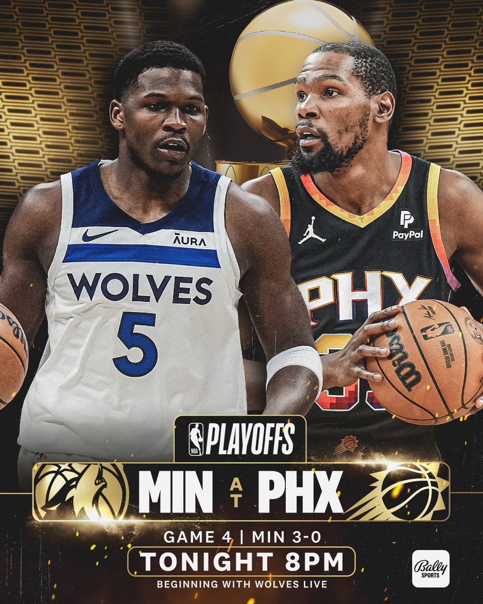Close it out. #WolvesBack @Timberwolves x Suns 🏀Wolves Live - 8pm 📺 Bally Sports North | Bally Sports+ 📲 Bally Sports app