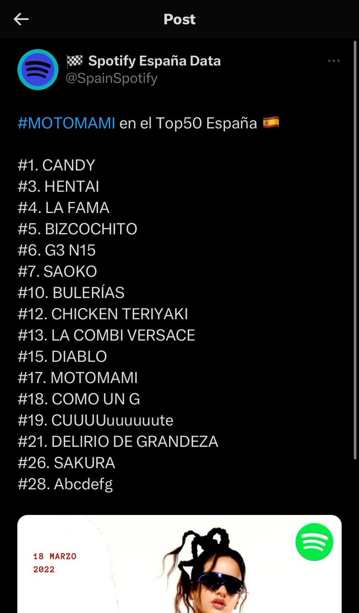 que fuerte cuando Rosalía colapsó el top 30, realmente escuchábamos musica de calidad