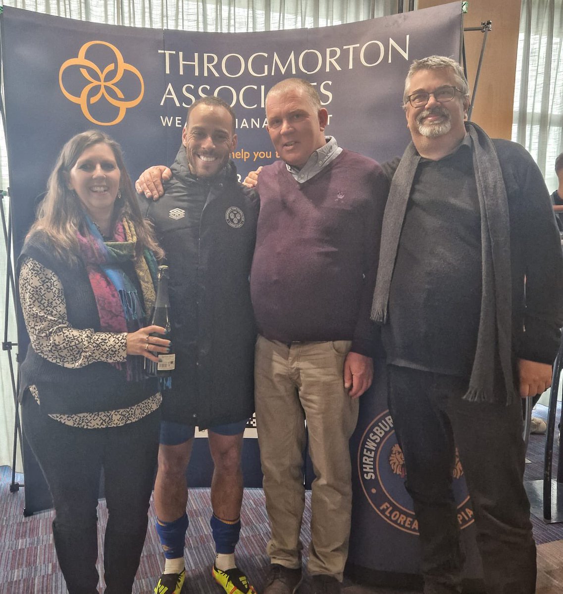 Today’s @NickJonesWealth Planning man of the match is @Ebenno88 , with our match sponsors @SherrattBuilder presenting the champagne. Not the way @shrewsburytown wanted to end the season , but a proud day for Elliot , 600 games , what a career! 🙌🏻 #Salop