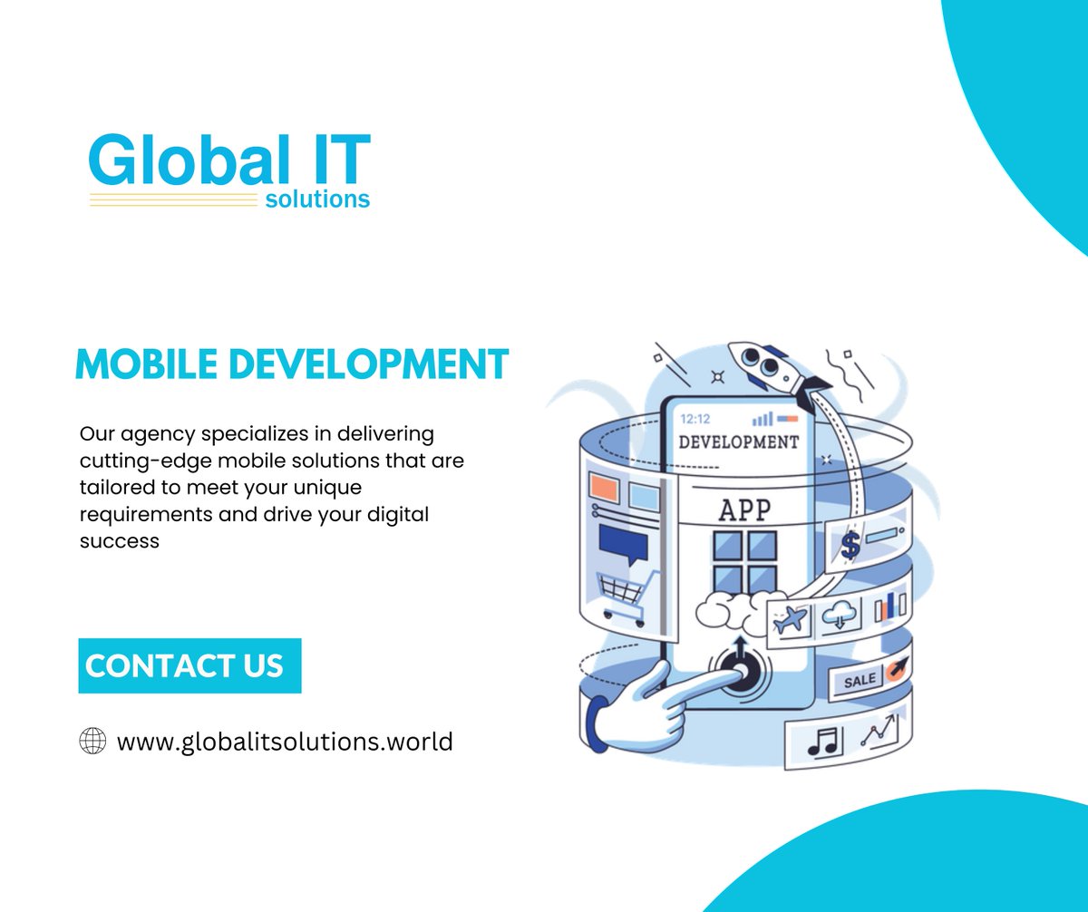 Let's bring your ideas to life with Mobile Development from Global IT Solution! 

 Let's make your app dreams a reality! Contact us today to get started.

 #GlobalITSolution #MobileDevelopment #Innovation #UserFriendlyApps