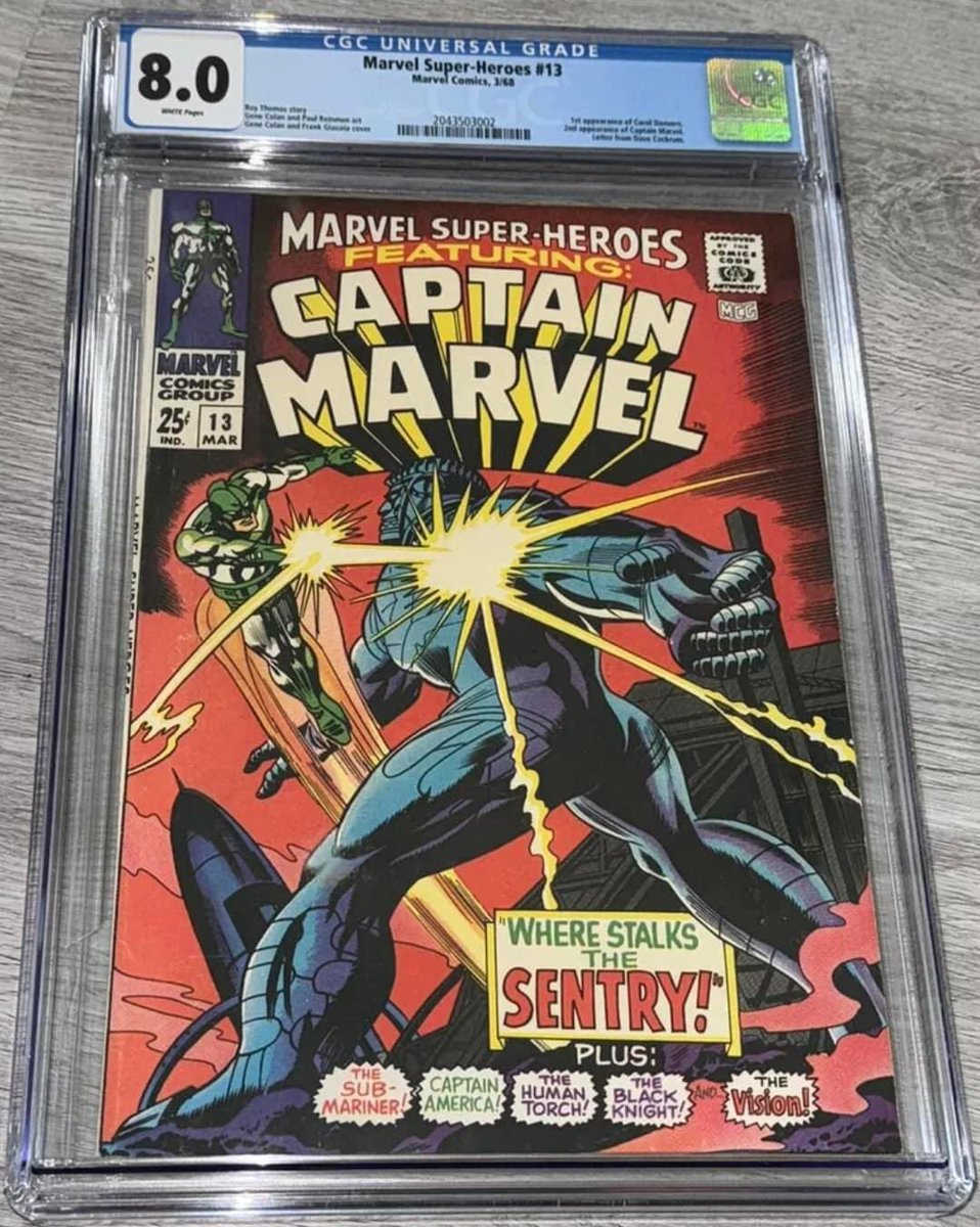 Upcoming:
Marvel Comics
Marvel Super-Heroes
#13
CGC 8.0
1968
1st app Carol Danvers
2nd app Captain Marvel
📰

#marvel #marvelcomics #fantasticfour #comics #comicseries #CGC #comiccollector #comiccollection #captainmarvel