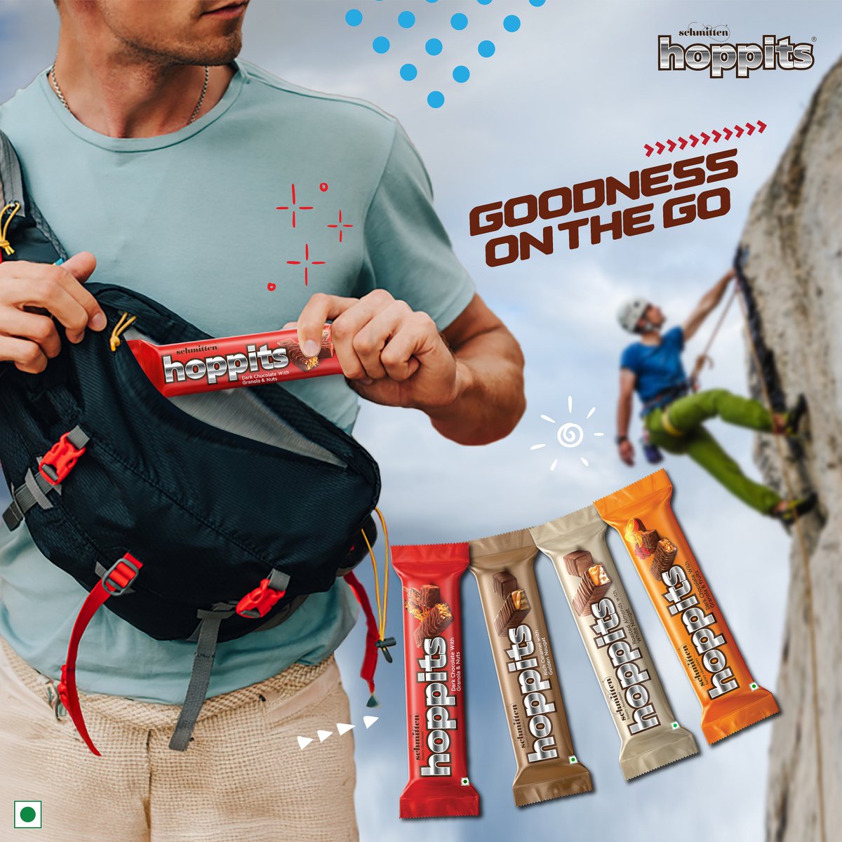 Scale new heights with Hoppits by your side! Goodness on the Go, because even the toughest journeys deserve a sweet reward.
#Hoppits #HoppitsChocolate #HoppitsAdventure #GoodnessOnTheGo #SweetReward #DarkChocolate #ChocolateAdventure