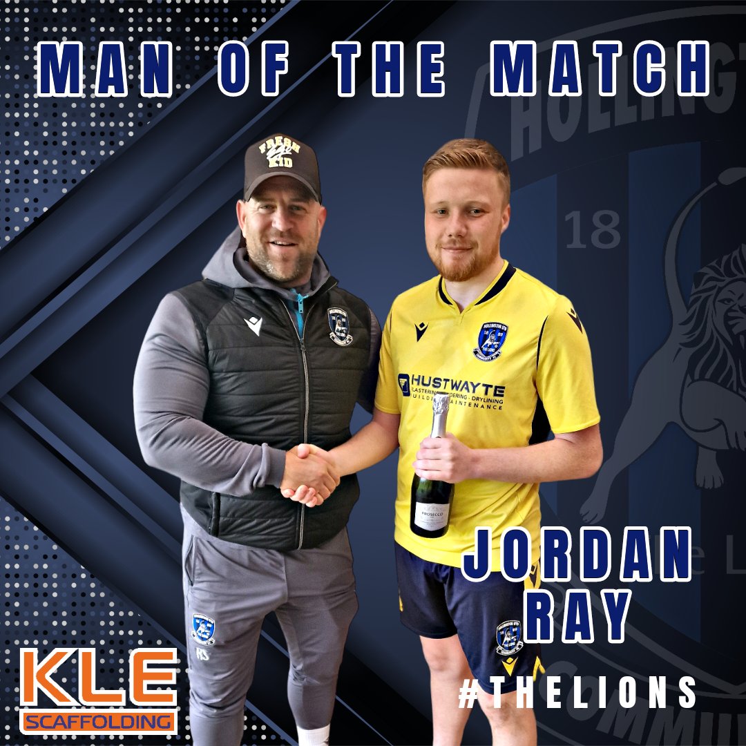 Your KLE Scaffolding Man Of the match in todays win over Rye Town FC.

Solid at the back today ! 
Jordan Ray ! 

#TheLions 🦁⚽️