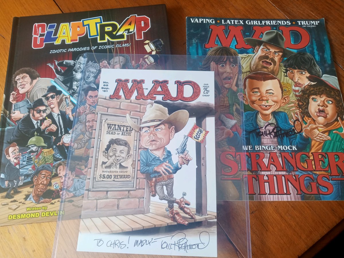 @MADmagazine had published a @Svengoolie segment drawn by Tom Richmond @art4mad.  At @c2e2, Sven and Tom were both nice enough to sign mine (so cool). I discovered that Tom has a whole NEW book of Mad-type movie satires that were never before published--I scooped that right up!