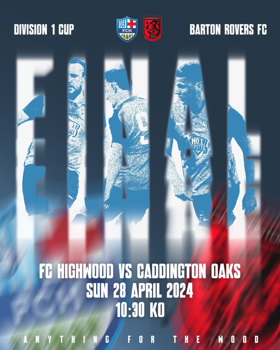 Tomorrow we face @UTFO2023 in the Divison 1 Cup Final at Barton Rovers. 

Please come along and support the boys! £5 Entry, £2 Concessions, U16’s free 🪵💙

#anythingforthewood #vivalahighwood
