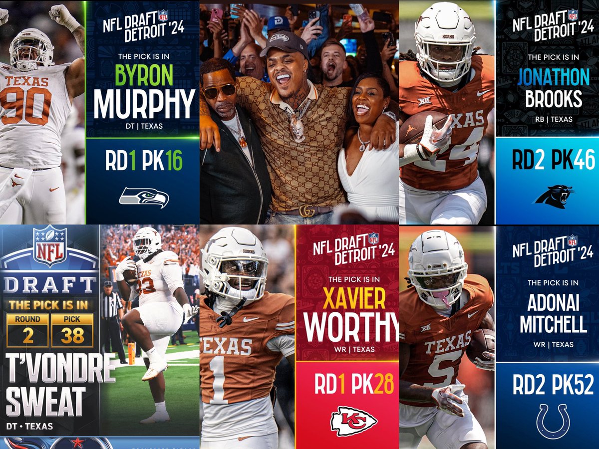 Cue up Day 3 of the NFL Draft‼️ There are more Longhorns to come but through the first 3 Rounds, Texas’ 5 picks are the 6th-most of any program🤘🏻 Texas also has posted at least 5 selections in back-to-back drafts for the first time since doing that 3 years in a row in 2006-08🤘🏻