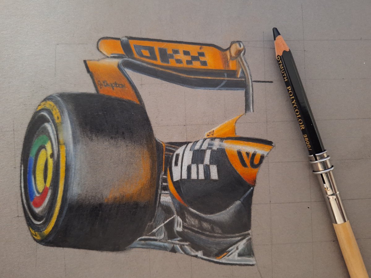 markdavey100's tweet photo. New project started. For those who say my drawings are fake and just A.I. generated from photo's made to look like drawings. I say where's the fun in that and what's the point. I also wouldn't know how. Follow for updates. #McLaren #Lando @McLarenF1 @LandoNorris #Itsnotfake @F1 https://t.co/cFcCO0iWKD