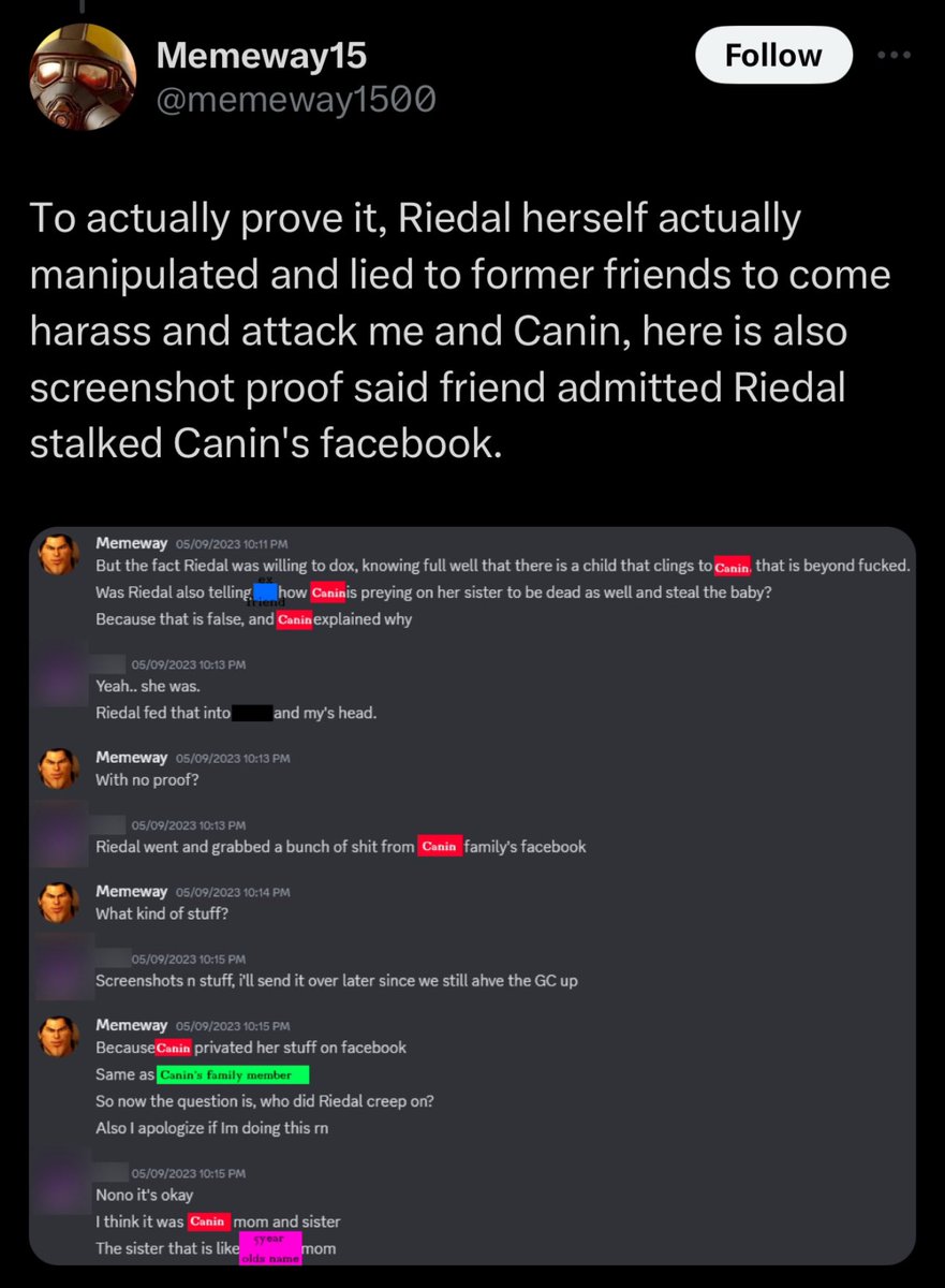 PoppyFiles2's tweet photo. Canin constantly made MeowMeow out to be this doxxer and stalker when it couldn’t be far from the truth.

You can tell this isn’t “nitpicked” because this was posted BY MAVERICK. https://t.co/jVztdazrng