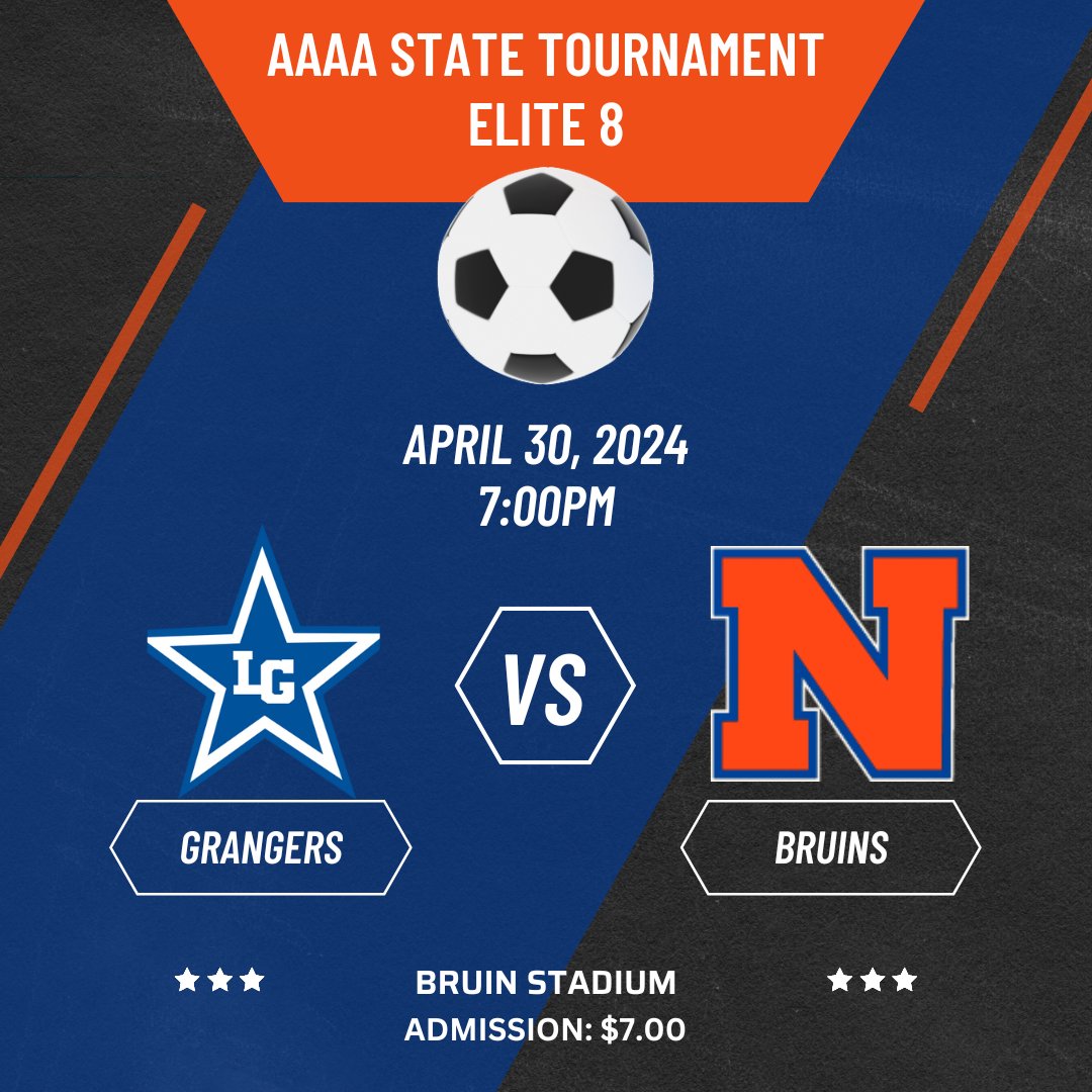 Our Bruins are Elite! ⚽️
Come out to Bruin Stadium on Tuesday evening and cheer on our Bruins as they face the LaGrange Grangers in the Elite 8! #GoBruins #VamosAzules
Cash will be accepted at the gate. GoFan will also be available.
GoFan Info: gofan.co/event/1510816?…
