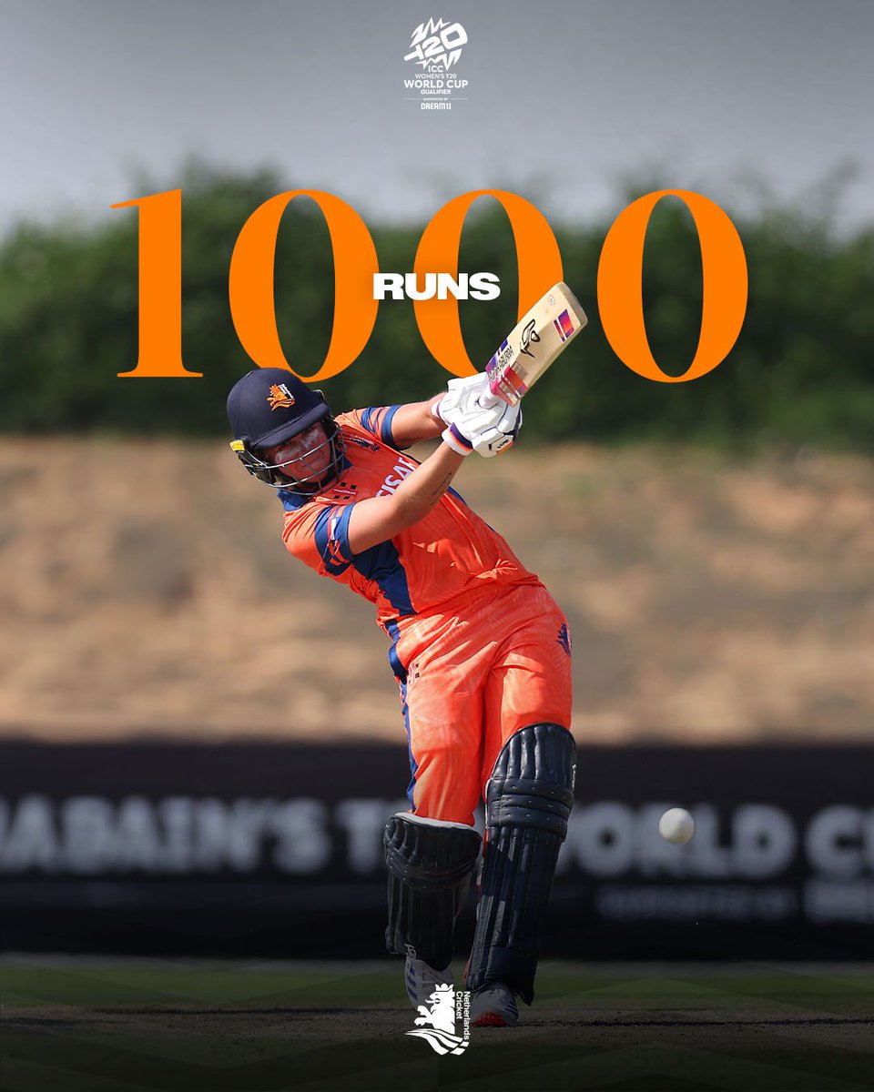 𝗠𝗶𝗹𝗲𝘀𝘁𝗼𝗻𝗲 💫 After the great performance of 70 T20l Runs against Vanuatu 🇻🇺 Sterre Kalis has passed the 1️⃣0️⃣0️⃣0️⃣ T20I Runs. Second fastest women’s player to achieve this milestone 🙌 #kncbcricket #kncbwomen #t20worldcup #sisar #hcl #icc #t20wcq