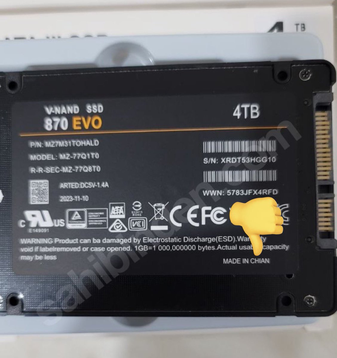 Sahibinden’de satılan sahte Samsung SSD. Made in CHIAN 🤡