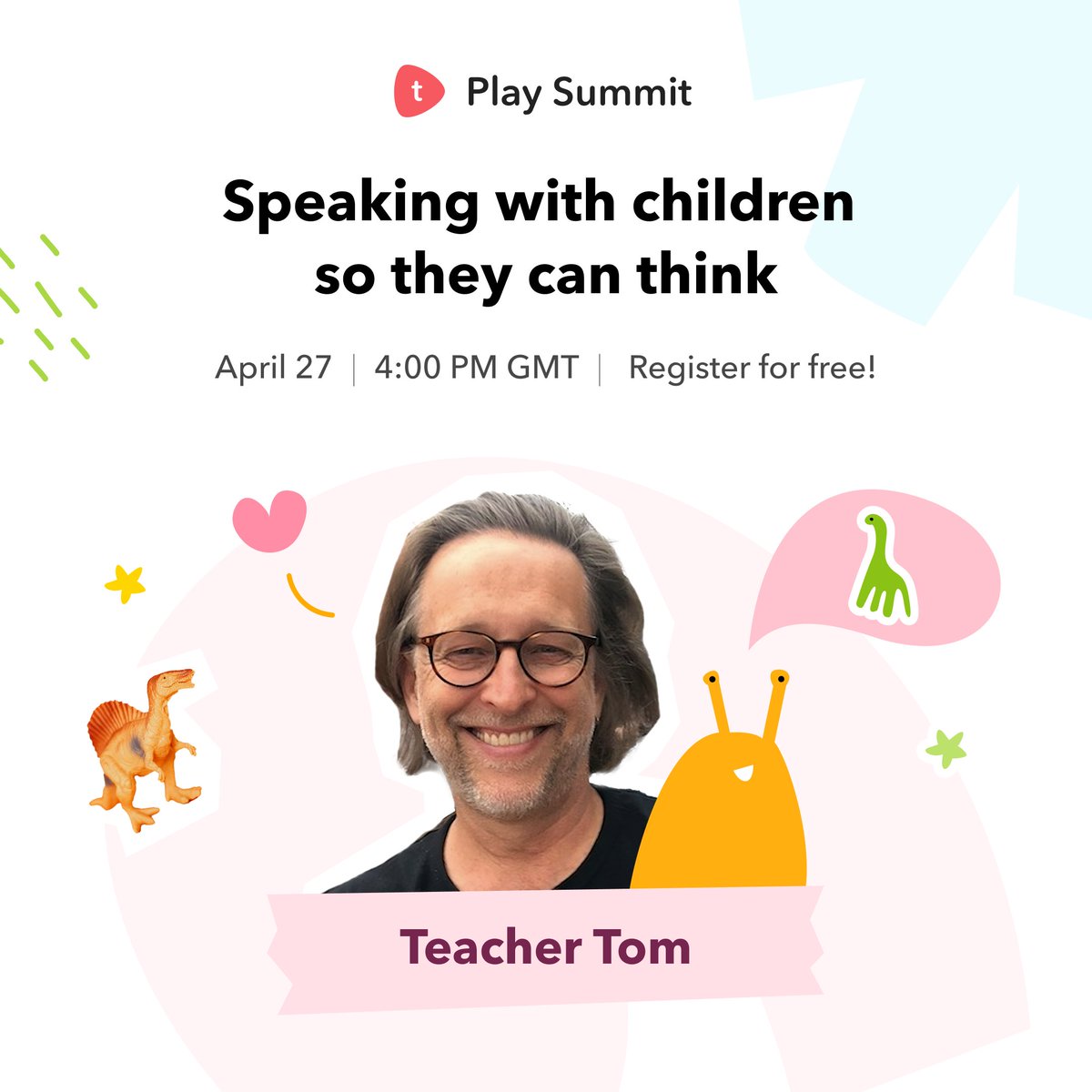 toddle_edu's tweet photo. π Ready to rethink how you chat with your little thinkers?
Join Teacher Tom now for 'Speaking with children so they can think' at the #PlaySummit. Don't miss out on enhancing how you communicate with children! @TheTeacherTom
#EYPlayparty #communication #earlychildhood #ThePlaySummit