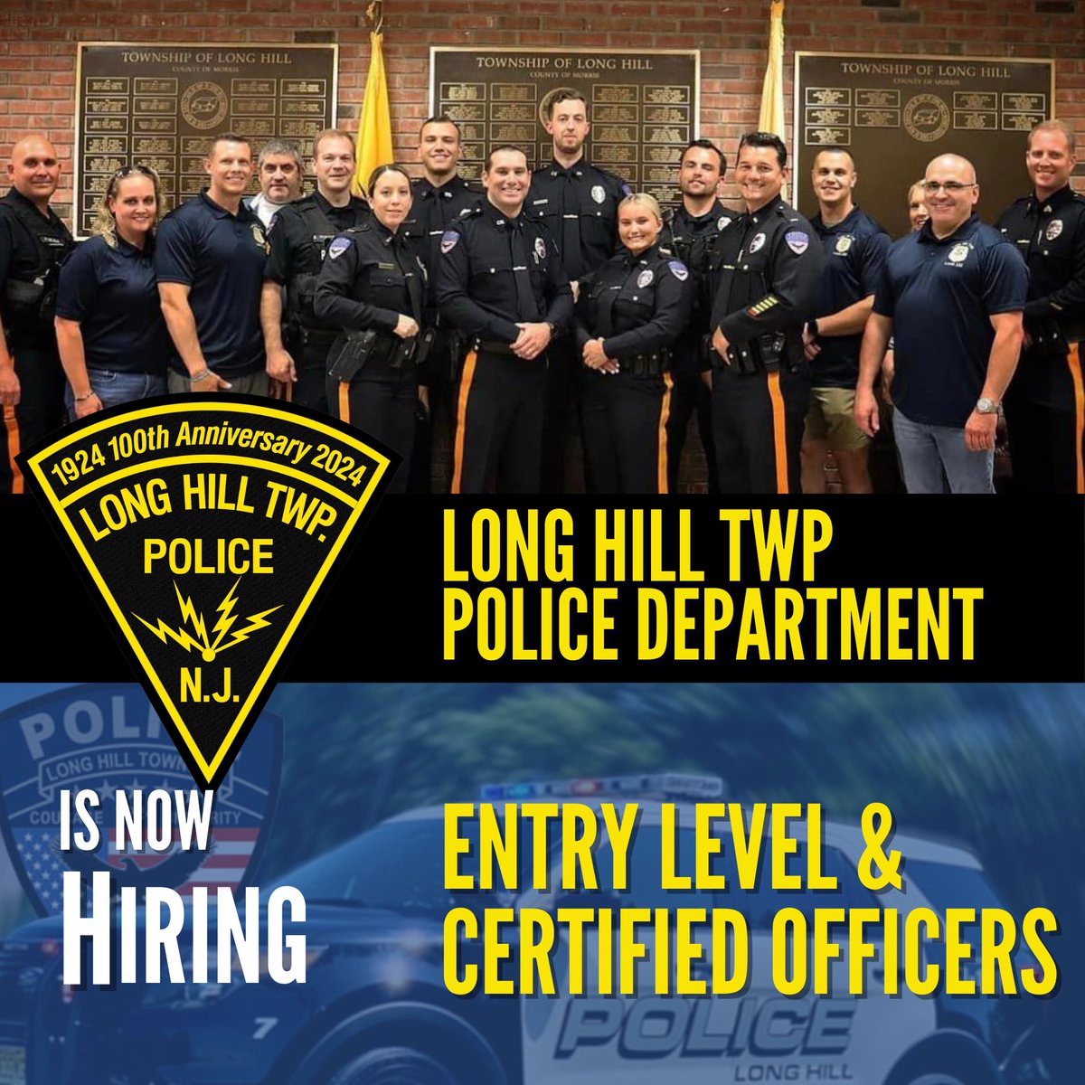 The Long Hill Township Police Department is actively seeking qualified and motivated individuals to join our team of Police Officers.

Get Started: hubs.li/Q02v9-340

#JoinTheTeam #PoliceJobs #LawEnforcementCareer