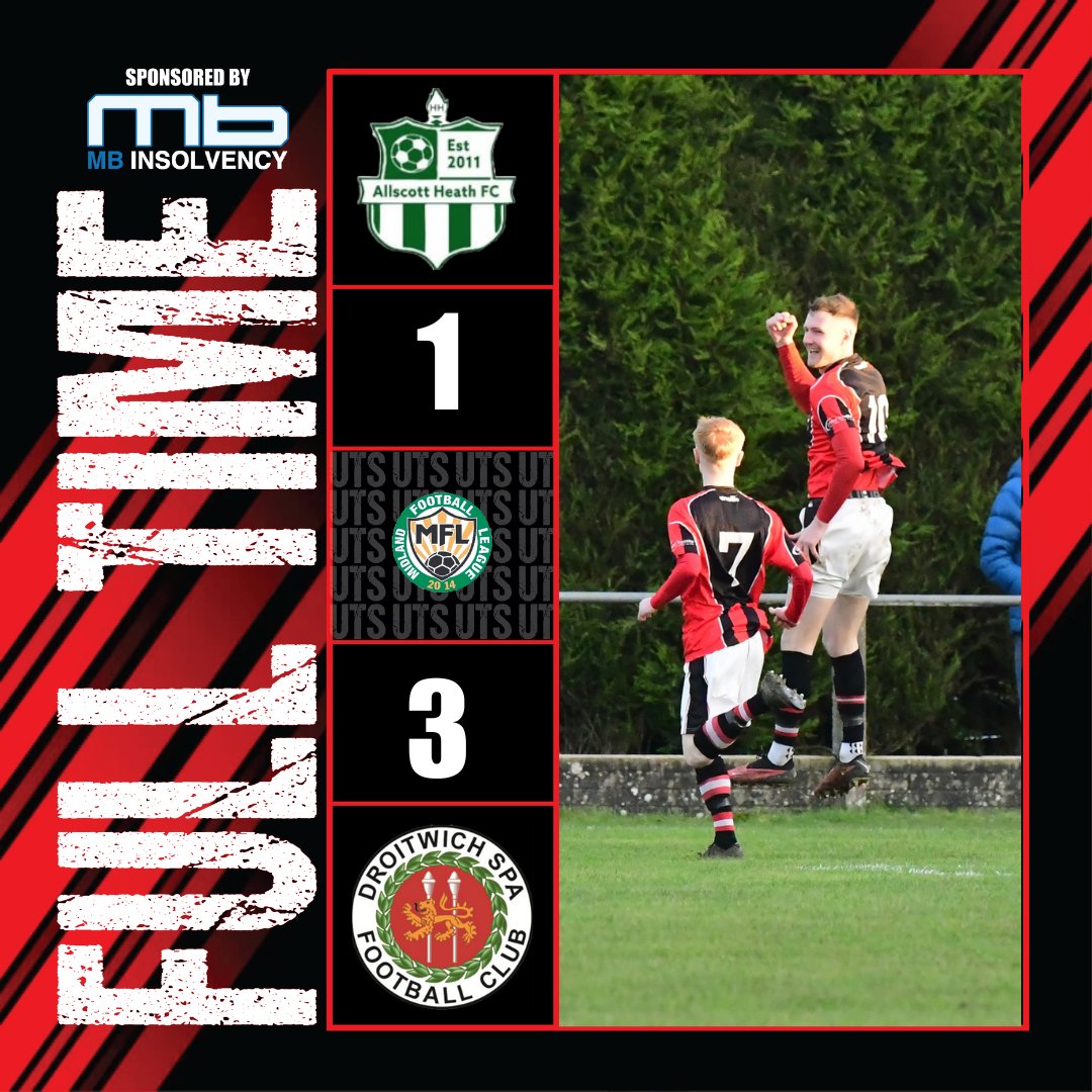 DroitSpaFC's tweet photo. RESULT! 🔴⚫⚽
@AllscottHeathFC 1-3 Droitwich Spa

Scorers: Brighton, Lemon (2)

2 seasons, 2 Play-off finals!

Congratulations to the players &amp; management team, and thank YOU for your amazing support!

Well done to Allscott on a fantastic 1st season in @MidlandLeague D1.
#UTS https://t.co/diLRZDppsW
