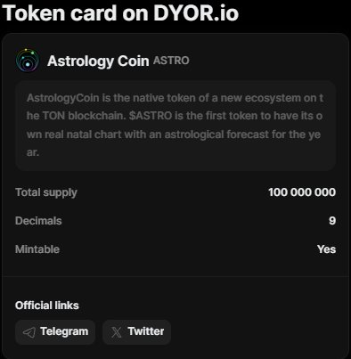 Astrotoncoin's tweet photo. 🚀 Our token has been launched! 

🌌 AstrologyCoin is the native token of a new ecosystem on the TON blockchain. $ASTRO is the first token with its own real natal chart. https://t.co/UG4yiW0Rxf
