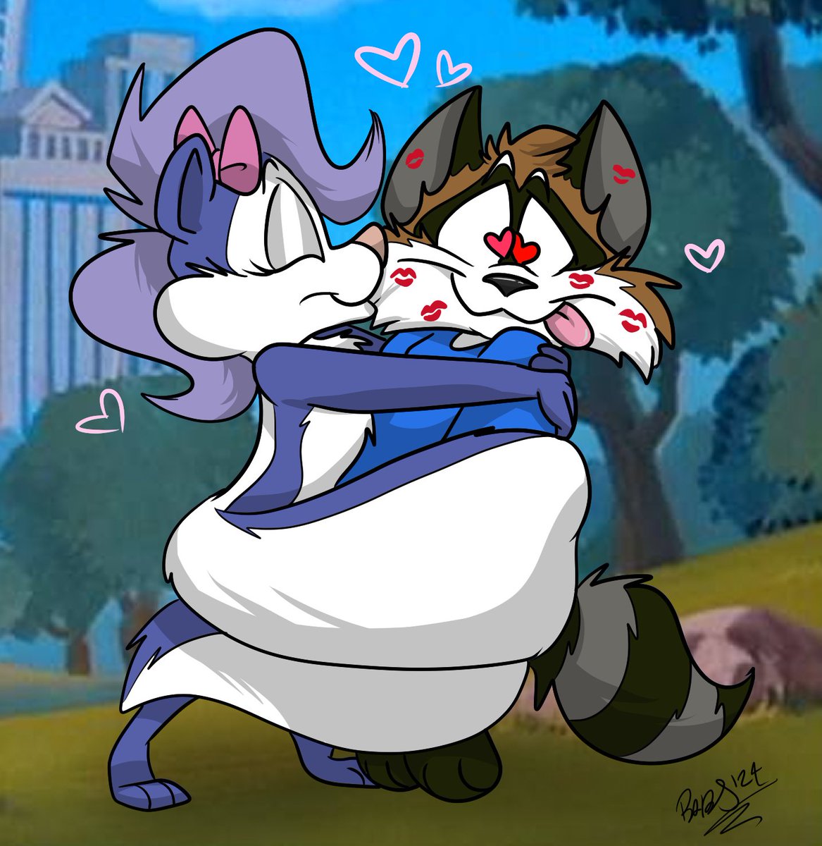 Babsiwuff's tweet photo. Last night's #Babstream pic was a c*mmission for @Beeton5, who wanted special snuggles from Fifi La Fume! https://t.co/4NXEC2Bs6Q