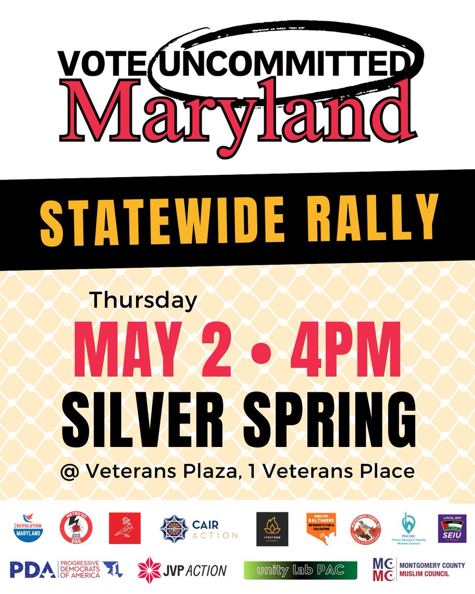 This Thursday in Silver Spring, spread the word! #VoteUncommitted
