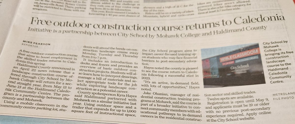 Jim Vanderveken (@jvanvek) on Twitter photo Partnership between <a href="/HaldimandCounty/">Haldimand County</a> and <a href="/MohawkCollege/">Mohawk College News</a> <a href="/mocityschool/">City School by Mohawk</a> is bringing construction skills training to rural communities to support in-demand apprenticeship and trades jobs. Today in the <a href="/TheSpec/">Hamilton Spectator</a> Partnership between <a href="/HaldimandCounty/">Haldimand County</a> and <a href="/MohawkCollege/">Mohawk College News</a> <a href="/mocityschool/">City School by Mohawk</a> is bringing construction skills training to rural communities to support in-demand apprenticeship and trades jobs. Today in the <a href="/TheSpec/">Hamilton Spectator</a>