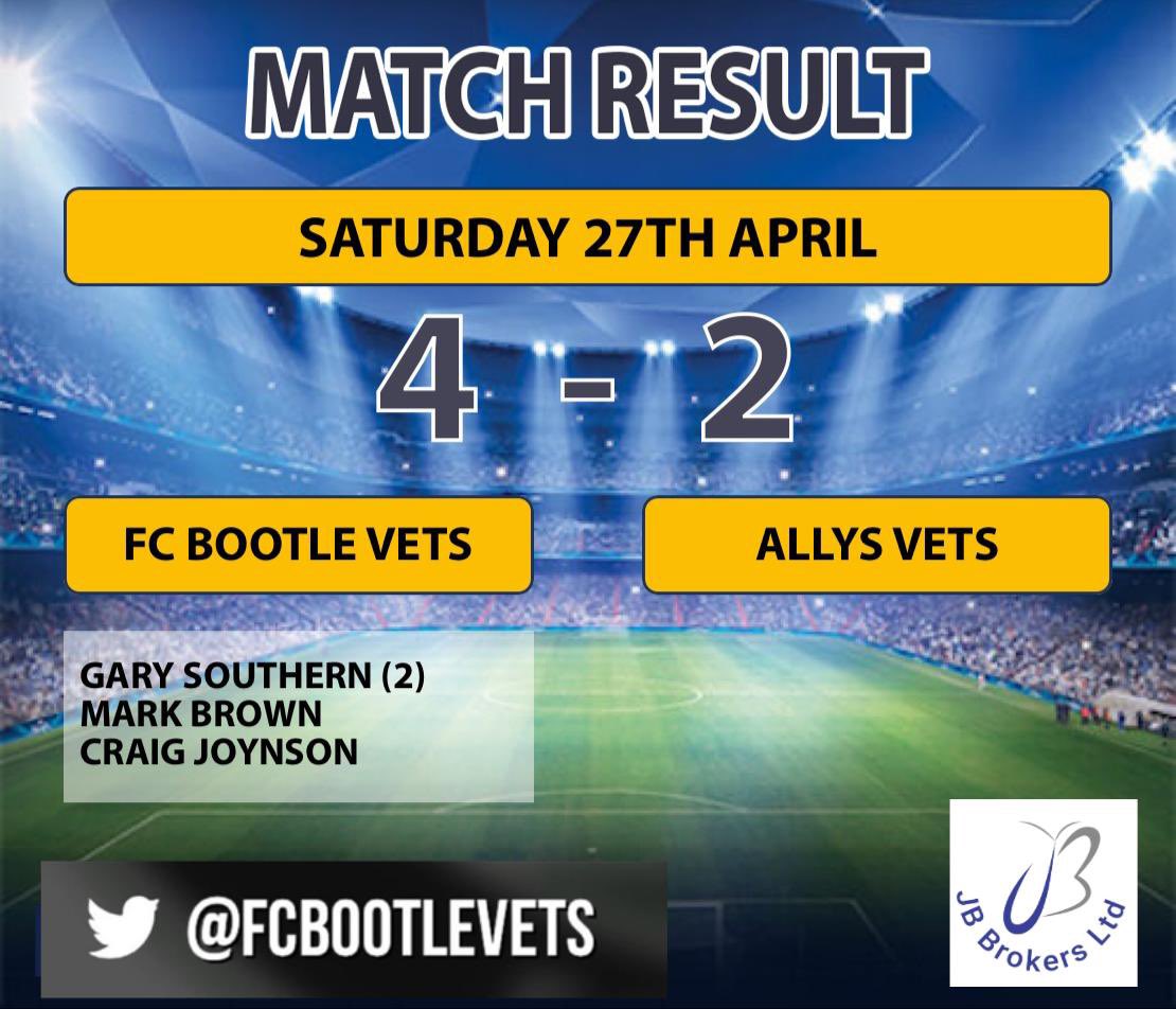 We reach our second Final of the season with a 4 - 2 win over Allys Vets in the Zingari Division One Semi Final. A brace from Gary Southern, a goal from Mark Brown and a penalty from Craig Joynson books our place at Bootles Stadium in two weeks time. #forzafcbootle💚💚💚