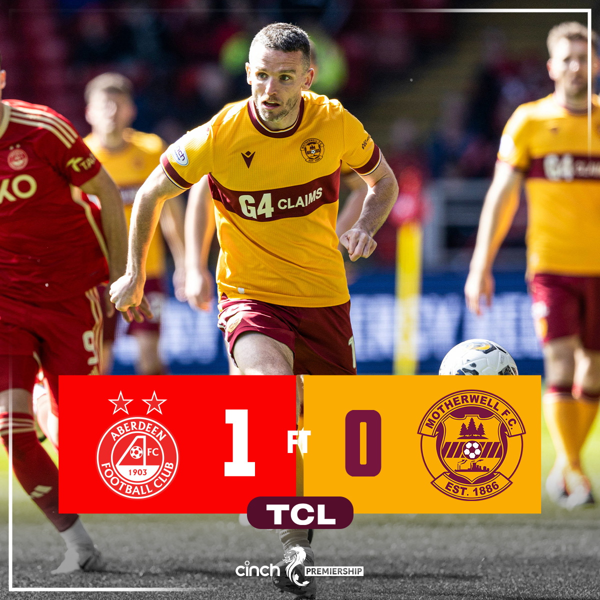 It ends in defeat at Pittodrie. Aberdeen 1 - 0 Motherwell.