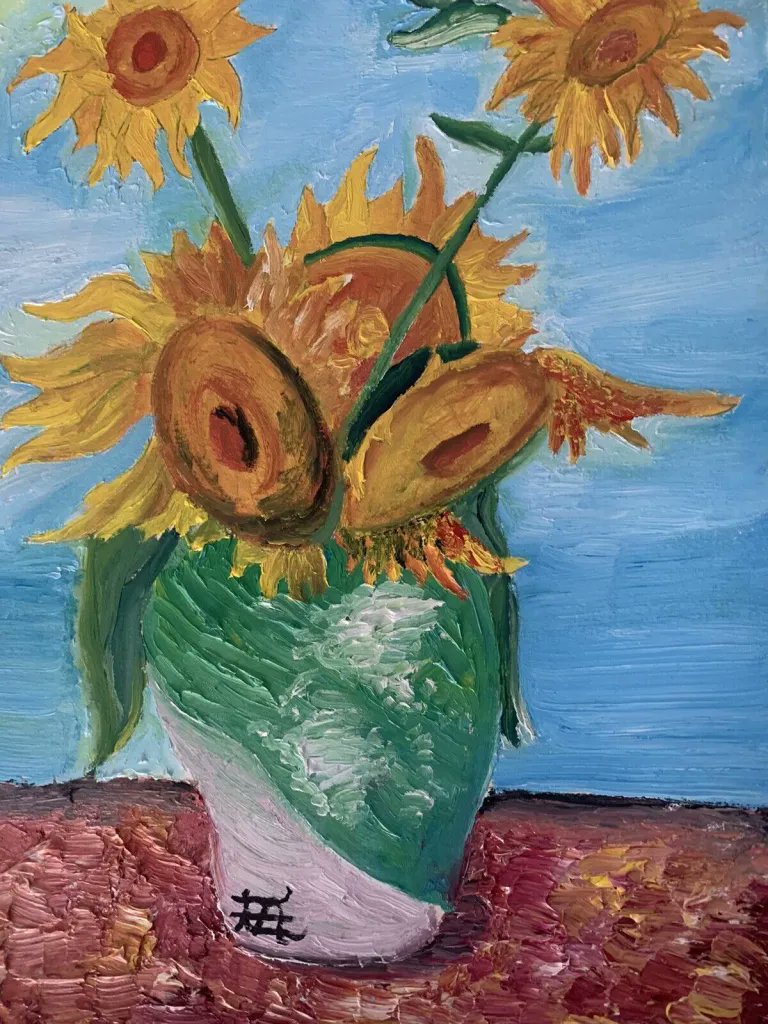Sunflowers – 2022 – Oil on Paper
Sunflowers (2022)' is a delightful oil on paper piece that celebrates the radiant beauty of sunflowers.
#FineArt #FloralArt #ContemporaryArt #ArtExhibition #ArtLovers
travel-war.co.uk/fine-art-galle…