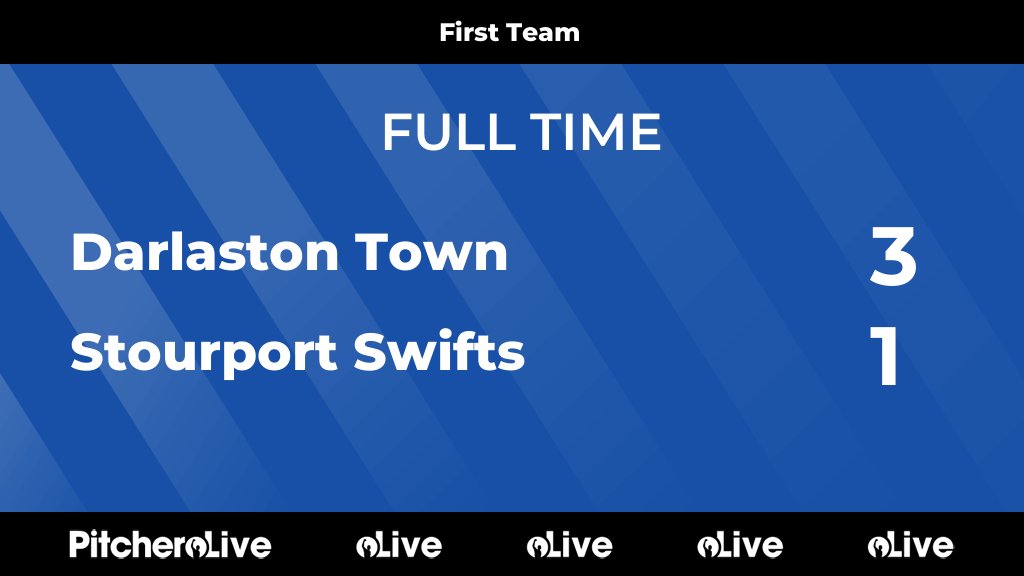 DarloTown1874FC's tweet photo. FULL TIME: Darlaston Town 3 - 1 Stourport Swifts
#DARSTO #Pitchero
https://t.co/F0sktowXNd https://t.co/N4fMeg7VR4