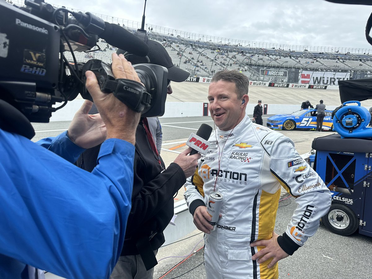 All smiles as @AJDinger finishes Group A qualifying P3, advancing to the pole round! 🙌 #Wurth400